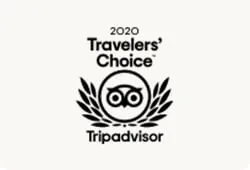 2020 Travelers’ Choice badge with Tripadvisor owl logo inside a laurel wreath, ‘2020 Travelers’ Choice’ text above and ‘Tripadvisor’ below